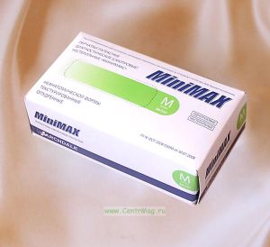 Перчатки смотровые латексные нестерильные MiniMAX (50 пар в упаковке, размер M)