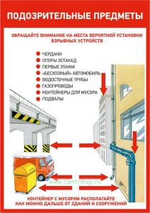 Плакат Антитеррористическая безопасность. Подозрительные предметы