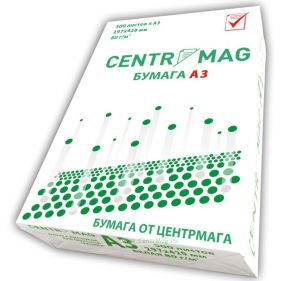 Бумага для печати. Формат - А3 (297 х 420 мм) ЦЕНТРМАГ (80 гм2, 500 листов - СТАНДАРТ)