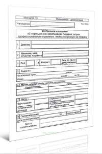 Экстренное извещение об инфекционном заболевании, пищевом, остром профессиональном отравлении, необычной реакции на прививку (Форма 058у)